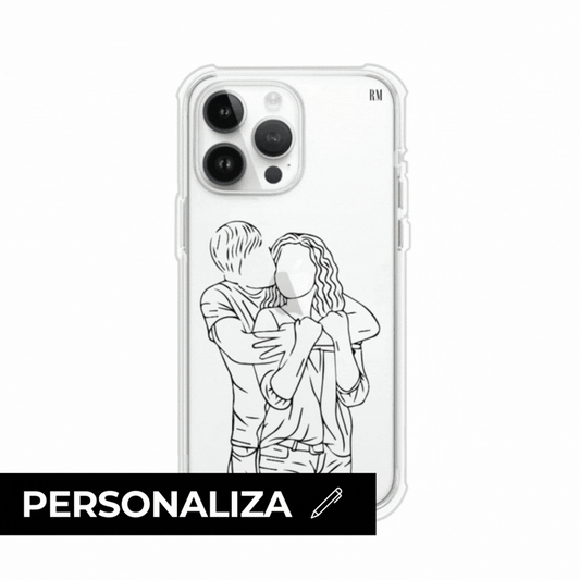 Funda transparente para celular con ilustración personalizada estilo outlines  minimalista, sobre funda premium, alto impacto y magsafe de Remark Mx